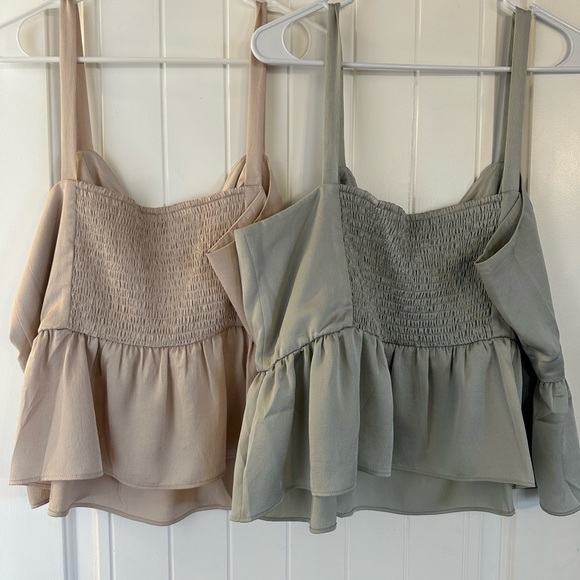 2️⃣ Satin Peplum Tanks from Express, size XL - Picture 2 of 2